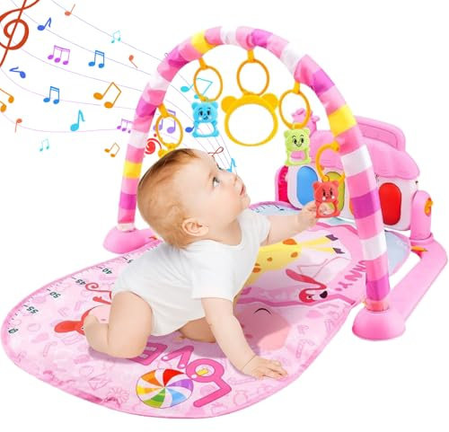 Baby Playmat Cute Kick & Play Piano Baby Play Gym 3D Design Safe Baby Fitness mit musikalischer, heller und Ringglock