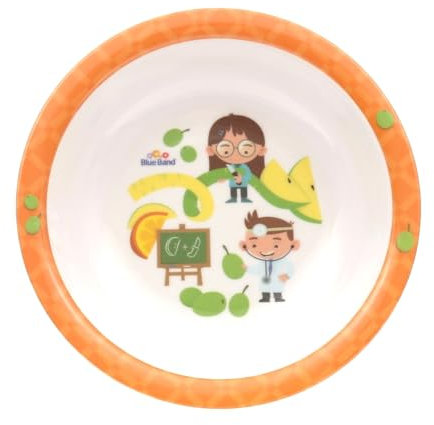 Bütic GmbH BlueBand - Plato llano para niños (melamina, plato hondo, diseño de motivos profesionales), color naranja claro