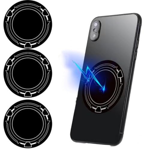 Ymxygz 4 Pcs Magnetic Phone Mount Metal Plate, Wireless Charging Compatible Phone Magnet Sticker for Magnetic Phone Holder