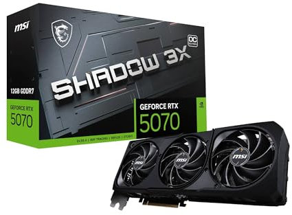 MSI GeForce RTX 5070 12G Shadow 3X OC - 12GB GDDR7 (28Gbps/192-bit), PCIe 5, Boost: 2542 MHz, HDMI 2.1b, DisplayPort 2.1b