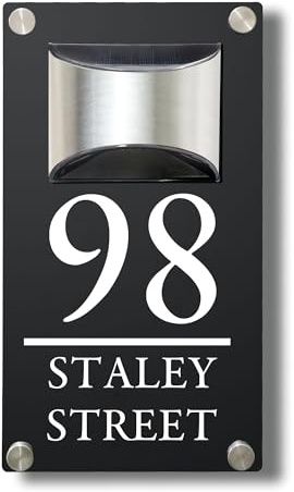 Solar House Number House Numbers Plaques with Solar Light Door Number Plaques for Wall Door Signs Led Doors Numbers for Outside(Design 1)
