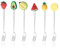 GGUFAY Pinchos de Fruta/Pastel/Ensalada para Casa y Restaurante, Bonitos Palillos de Caricatura para Fiestas, Accesorios, 6 Piezas con Tenedores, Mango de Silicona, Acero Inoxidable