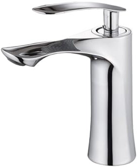 Küchenarmaturen, Badezimmer-Waschtischarmatur, Deckmontage, Schwarz-Chrom-Gold, Luxus-Waschtischarmatur, Einloch-Wasserhahn, Warm- und Kaltwaschtischmischer für Camper Rv Bar(MP19-1 sliver)