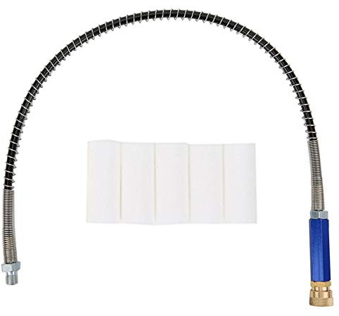UPALDHOU Oil Water Separator Air Compressor Filter Oil-Water Separator Moisture Trap 300+PSI High Pressure Dual Stage Filtration with Flexible Spring Hose for Air Compressors Paint