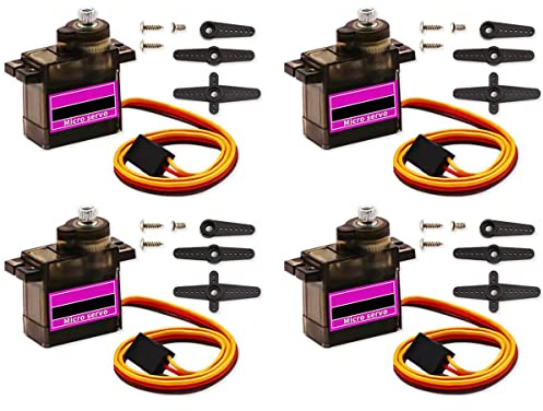 Greluma 4 Pcs Kit de Micro servomoteur 9G à Engrenages métalliques pour Voiture, Robot, hélicoptère RC, Mini servos pour Projet Arduino