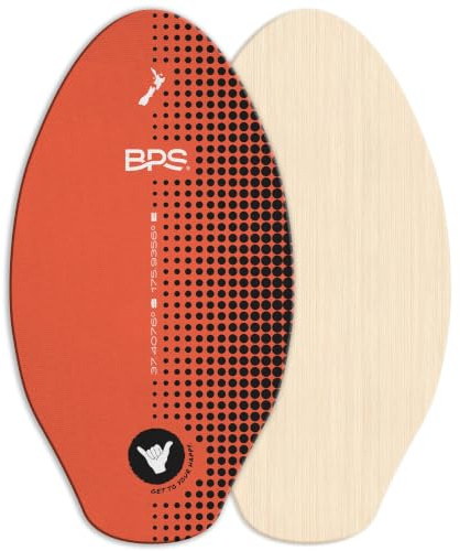 BPS Skimboard « Shaka » de Nouvelle-Zélande avec Coussinet antidérapant coloré en EVA et revêtement Transparent Brillant | Planche à Skim en Bois avec Coussinet antidérapant pour Enfants et Adultes |