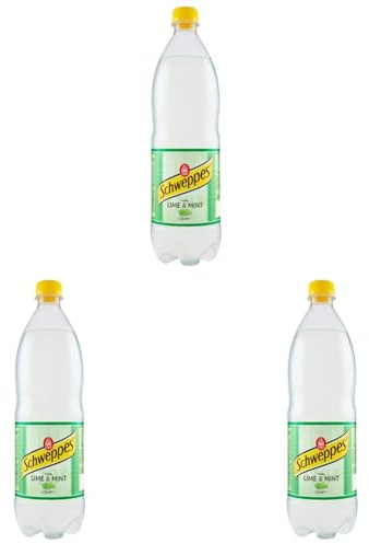 Schweppes, Bibita Gassata Lime & Mint, Bottiglia da 1 L, Aroma Naturali, Senza Glutine, Effervescenza Unica, Ideale per Cocktail e Aperitivi (Confezione da 3)