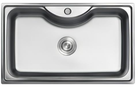 Ares Fregadero Cocina Acero Inoxidable AISI 304 80x49 cm - 1 Seno - Sobre Encimera - Resistente y Fácil Limpieza - Gran Cubeta 23 cm de Profundidad