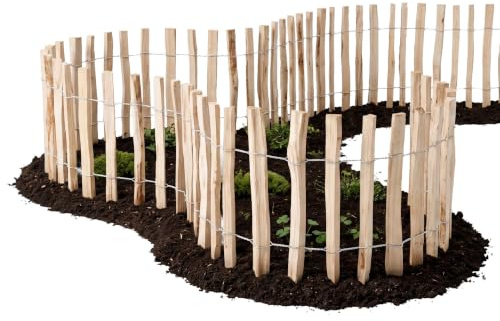 STILTREU Mini Steckzaun, Staketenzaun, Beeteinfassung | Höhe 35 cm | Länge 5 Meter | Lattenabstand 3-5 cm