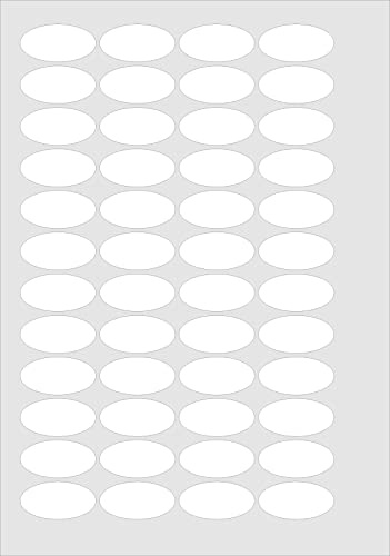 OVAL, 40 x 20 mm, 240 Etiketten, weiß, Matt, 5 x DIN A4-Bogen, für Laserkopierer