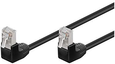 goobay 96079 CAT 5e Câble de Liaison 2x 90° Coudés, F/UTP, Noir, 2 m Longueur