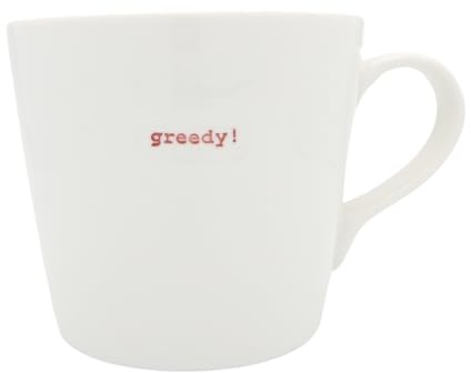 Keith Brymer Jones - Word Range - Large Ceramic White Mug - Greedy! (red) - 500ml - Gift Boxed