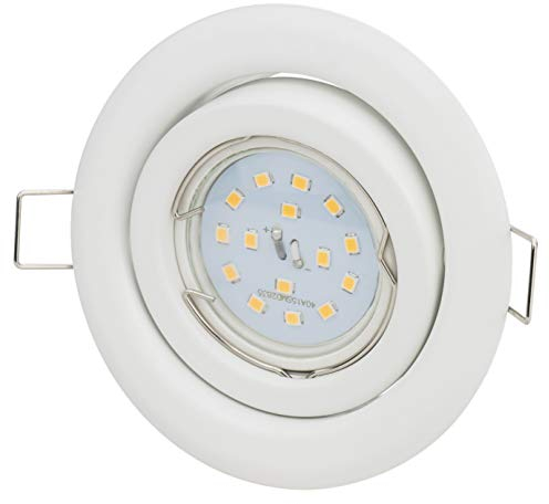 Einbaustrahler Weiss Set 5Watt LED 450Lumen Warmweiss Leuchte Strahler Spot Einbauspot GU10 230Volt Ø100mm