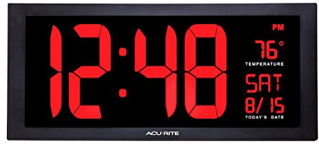 Acu-Rite AcuRite 75100C 18-Inch Large Led Clock with Indoor Temperature, Black