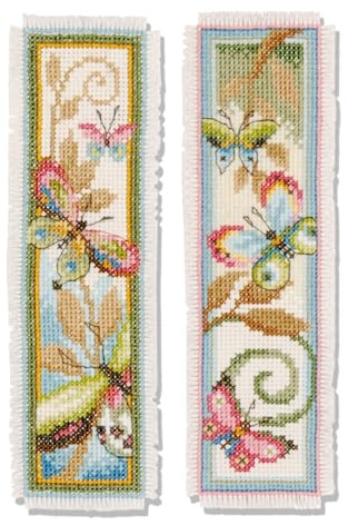 Vervaco Counted Cross Stitch: Bookmarks: Deco Butterflies: Set of 2, NA, 6 x 20cm