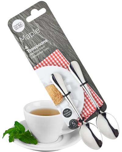Taylor's Eye Witness 4-Piece Teaspoon Set – Stainless Steel Teaspoons, Dishwasher Safe, Mirror-Polished Cutlery for Coffee, Tea, Dessert - Ideal for Home & Everyday Use