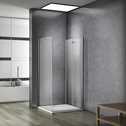 Box Doccia Angolare 80x90x195cm Pieghevole A Libro Fissato Barra a Vetro
