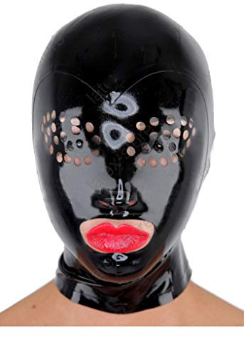 Latex-Gummi-Masken, spezielle FlyEye-Hallow-Masken, 0,4 mm, Schwarz, XX-Large