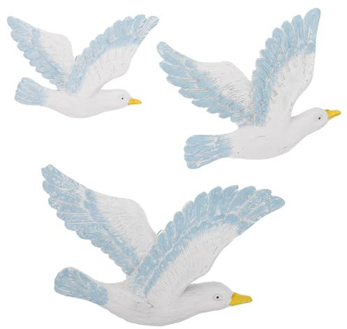 LIOOBO 3pcs Coastal Wall Decor Ocean Style Photo Decorative Hanging Decoration Coastal Grandma Wall Decor Bird Nautical Beach Seashell Handmade Sea Glass