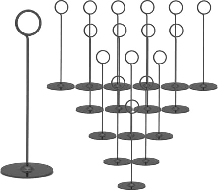 Urban Deco 16 Pieces Table Card Holder 8 inches Table Number Holders Place Steel Card Holders for Photos, Food Signs, Memo Notes, Weddings, Restaurants, Birthdays (Black)
