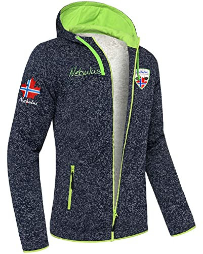 Nebulus Herren Fleecejacke Vladimir, warme Fleece Jacke, mit langem Full-Zip Reißverschluss, navi-Lime - S