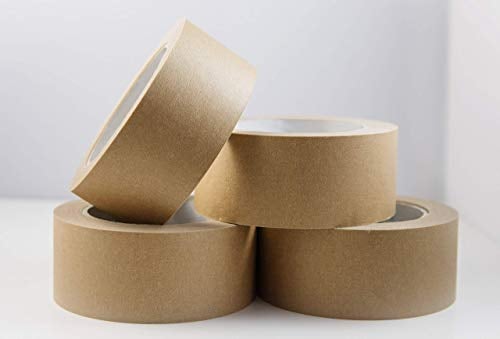 4X 48mm x 50M Framer's Self-Adhesive Kraft Paper Tape by Greener Route | Ideal for Picture Framing, Masking, Decorating or Packaging - Printed Kite core - Vegan