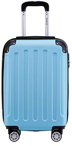 BEIBYE- Hartschalenkoffer Koffer Trolley Rollkoffer Reisekoffer Zahlenschloß 4 Zwilings-Rollen (Glacial Blue, Small-55cm)