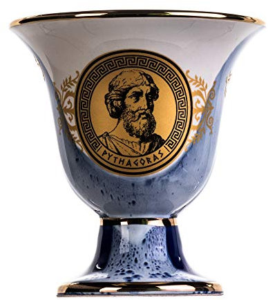BeautifulGreekStatues Pythagoras Tasse der Gerechtigkeit Pythagoras Theorem Fair Mug Antike Griechenland Blau Kobalt, verwendbar
