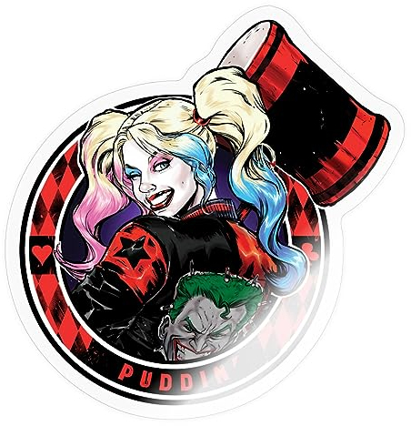 Spreadshirt Harley Quinn Puddin' Sticker, max. 10 x 10 cm, 10 x 10 cm, Transparent glänzend