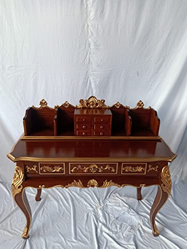 Kunibert Antike königliche Louis XIV. Louises Barock Rokoko Stilmöbel Sekretär Schreibtisch Farbe: Nussbaum mit Gold Breite117cm