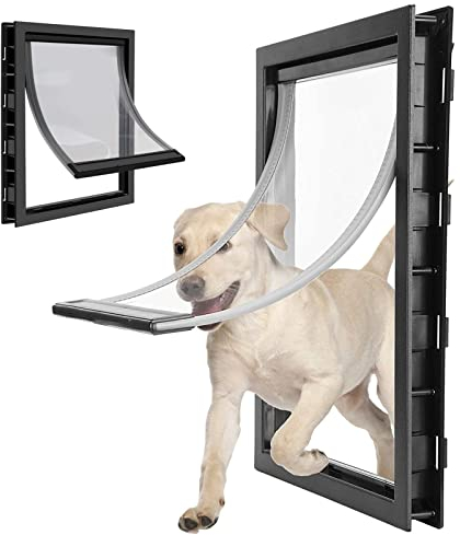 Chatiere Pour Chien,Porte Moustiquaire Pour Chien Avec Système De Verrouillage,Chatière En Plastique PVC De Qualité Supérieure Pour Grands Chiens Et Toutous,Pas Pour Le Verre,Noir,XL