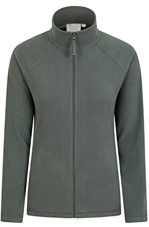 Mountain Warehouse Raso Womens Fleece - Soft Touch Ladies Sweater Top with Full Zip, Microfleece - Best for Daily Use, Outdoors & Travelling Khaki Women's Size 14
