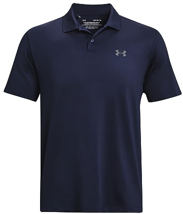 Under Armour Men's Matchplay Logo Loose Polo Shirt, Midnight Navy/Pitch Gray, M