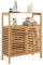 COSTWAY Meuble Salle de Bain en Bambou, Armoire avec Étagère Ouverte et Portes à Double Persienne, Placard de Rangement pour Salle à Manger, Salon, Cuisine, 64 x 27,5 x 80 cm, Naturel