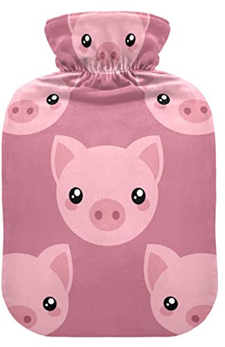Wärmflaschen mit Bezug, rosa süßes Schweinchen, Wärmbeutel zur Schmerzlinderung, für Kinder und Erwachsene, Wärmflasche, Wasserbeutel, 2 Liter