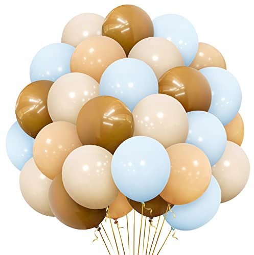 Eitolo Blue Apricot Party Balloons - 30 Pcs 12 Inch Pastel Blue, Retro Apricot, Nude, Brown Balloons for Baby Shower, Wedding, Bridal, Engagement, Boho Birthday Party Decorations
