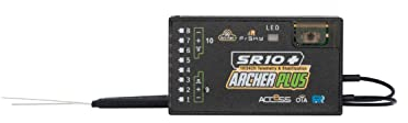 FrSky Archer Plus SR10+ Empfänger 3-Achsen-Gyro & Beschleunigungsmesser 10 konfigurierbare Kanäle Access & ACCST D16 kompatibel Anti-RF Interferenz FBUS & S.Port Telemetrie Black Box
