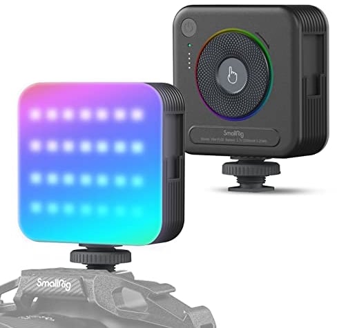 SMALLRIG RGB-Videoleuchte Mit Integriertem 2500mAh-Akku, 108 Perlen Video Licht Mit 12 Lichteffekte, Klassischer Drehtellersteuerung und Cold Shoe, CRI 95+, 2700K-6500K, P108-4055
