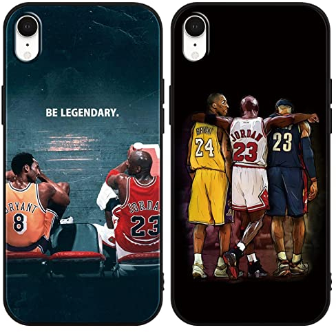 nurkorki [2 Stück Handyhülle für iPhone XR Hülle 6,1, Basketball Legende 24 23 Player Star Cool Mode Muster Design Case Matt Weich Silikon Stoßfest Back Cover Schutzhülle für iPhone XR