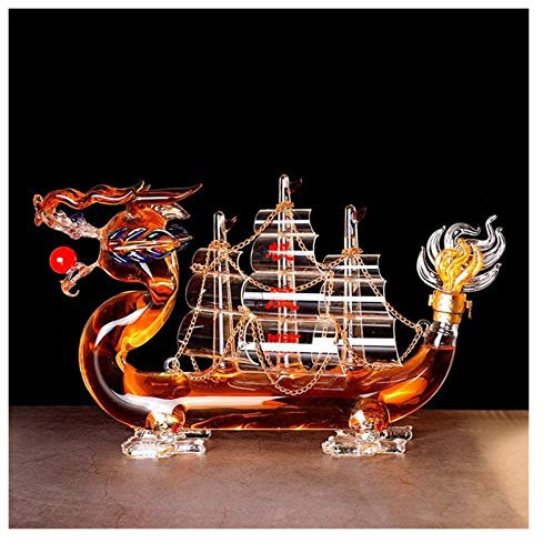 1000Ml Whiskey Decanter Set, China Dragon Shaped Decanter for Men,Hand Blown Lead-Free High Borosilicate Glass, for Gin, Liquor, Scotch, Bourbon, Vodka Or Wine whiskey decanter (Color : C)