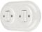 Porcellana retrò doppio interruttore a incasso, 2 ingressi, All-in-One, serie PR1, bianco