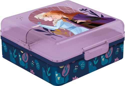 STOR Disney Elsa Anna Sandwichbox für Mädchen in Frozen, aus Kunststoff, mit mehreren Fächern, lila