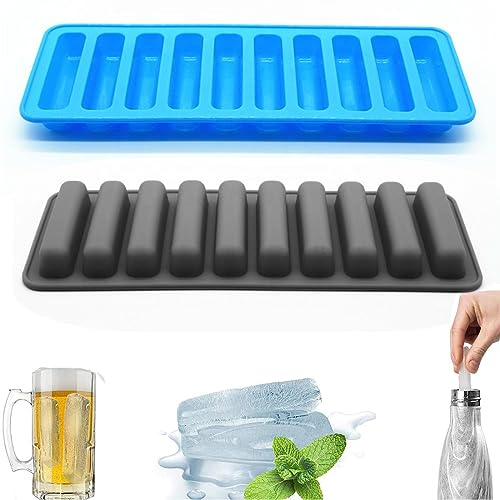 Set de 2 Bandejas de Silicona para Cubitos de Hielo Reutilizables y Fáciles de Desmoldar con Tapa Antiderrames. Ideal para Bebidas Deportivas y Botellas de Agua. Marca SJBAUTYO.