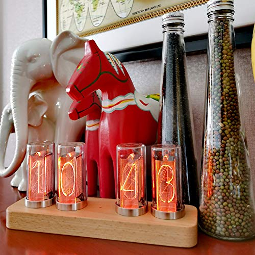 LED Nixie Uhr, Nixie Tuabe Clock, Nixie Röhrenuhr,Kalender, DIY Kreative Digital Tube Clock, 20 Modus, USB-betrieben für Schreibtisch und Ihr Schlafzimmer zu dekorieren Weihnachten, Geburtstag (B)