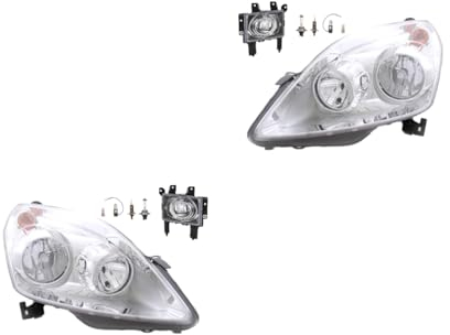Johns, Scheinwerfer Satz Halogen Front passend für Opel Zafira B 02/2008- H7 H1 Links & Rechts + Nebelscheinwerfer + Leuchtmittel