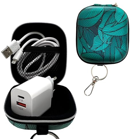3 Pack Cargador USB C + Estuche Mini de Viaje con Diseño y Llavero + Cable Lightning - Cargador iPhone de Pared Universal 5V/2A con Bonita Funda para Organizar, Proteger y Llevar Tus Gadgets