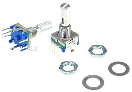 AGOUNOD 5PCS EC11 360 Grad Drehgeber mit Schalter Audio Digital Potentiometer Griff Lange 20MM 5PIN Push-Taste Codierung Schalter knopf Steuerschalter
