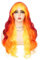 Siudus Frauen Gelb Orange bis Rot Perücke Lange Lockige Wellige Bunte Mittelteil Haarperücken mit Bangs Synthetische Hitzebeständige Faserperücke für Cosplay Kostüm Halloween Gebrauch