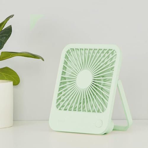 JISULIFE Mini Ventilador de Mesa, Lleva Batería Recargable de 4500 mAh, Ventilador Portátil Plegable de 180 °, 4 Velocidades del Viento Ajustable, Potente y Silencioso-Verde