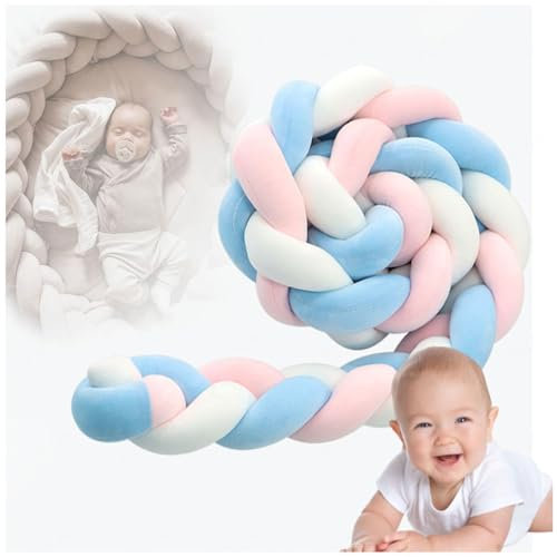 Handgemachtes Geflochten Bettseitenkissen FüR Antikollisionskopf Babynest Geflochten Ideal Zum Verschenken Und Dekorieren,B-100CM
